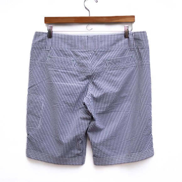 Vtg Y2k Lululemon Seersucker Beach Shorts Womens 36W Golf Bermudas Gray/White - Picture 10 of 14
